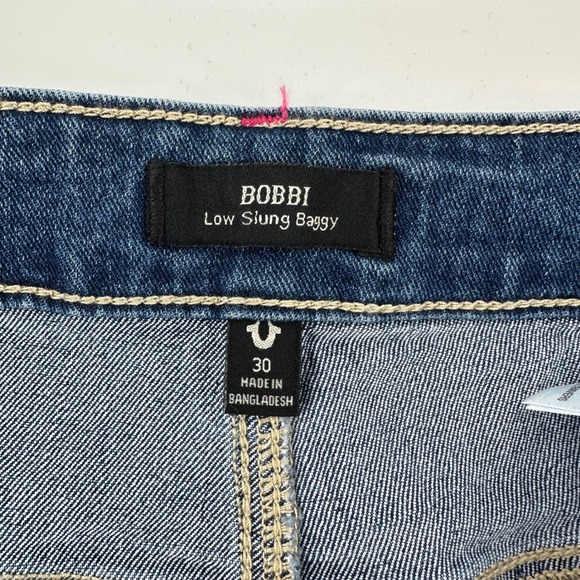 $164 NWT True Religion Bobbi Low Slung Baggy Medium Wash Jeans Pink Stitch 30 - Picture 4 of 15